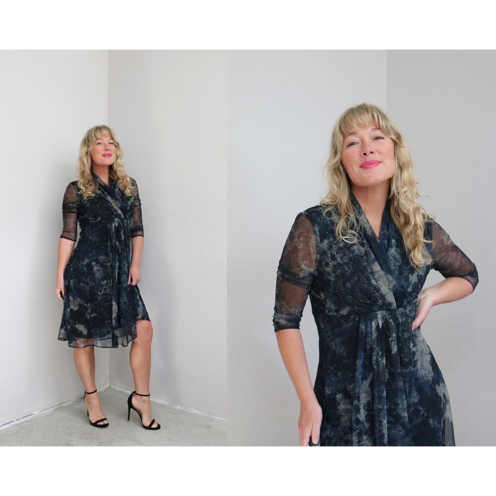 New With Tags NWT Coldwater Creek Empire Mesh Mid Length Dress ~ Women's SM 6